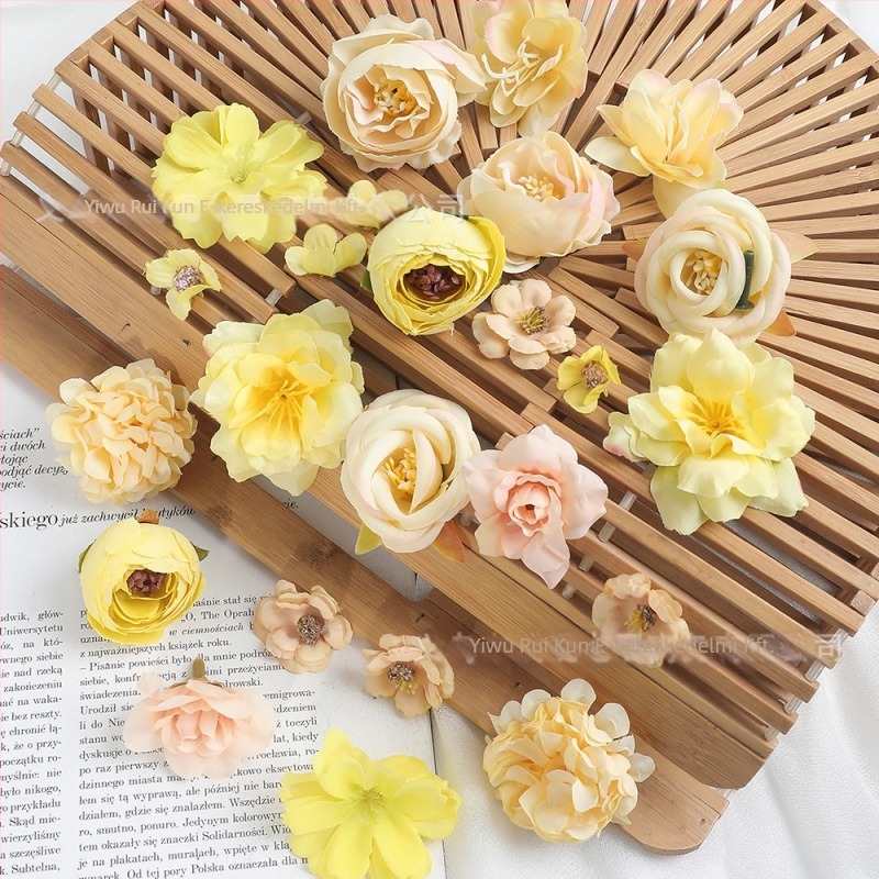 Mesterséges selyem virágok – vegyes dizájn DIY készlet, alap virágok; anyag: selyem; felhasználás: esküvők, otthoni dekoráció, fotórekvizit