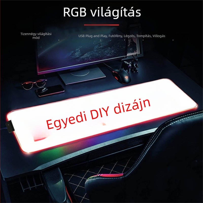 RGB világítású gaming egérpad perszmaintával és Dunhuang falfestményekkel, kétoldalas gumírozott asztali matrac