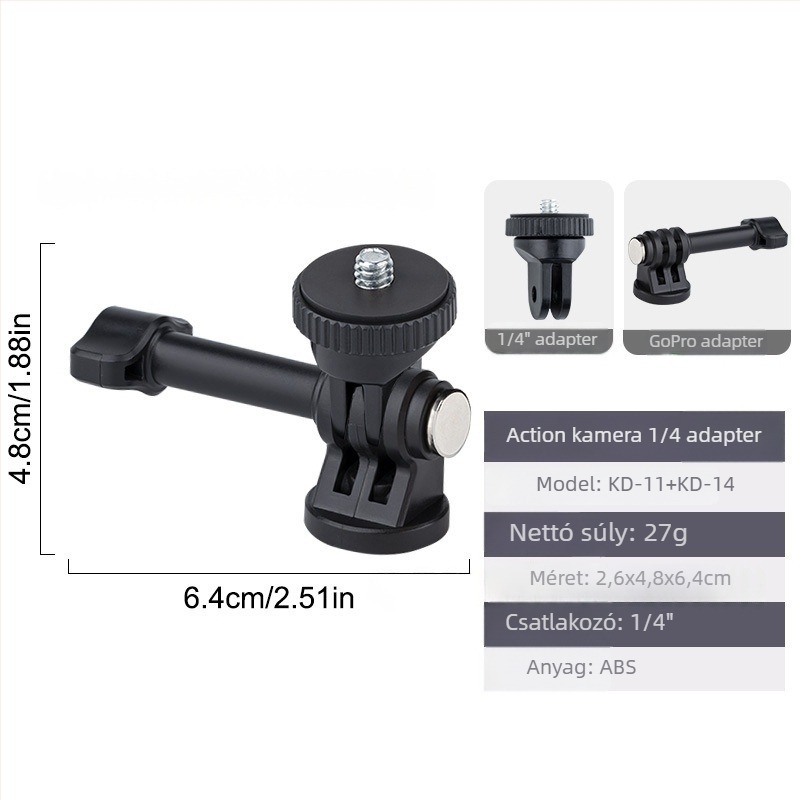 Insta360 akciókamera adapter, 1/4-es csavar alap, kompatibil tripod és gimbal, ABS anyag