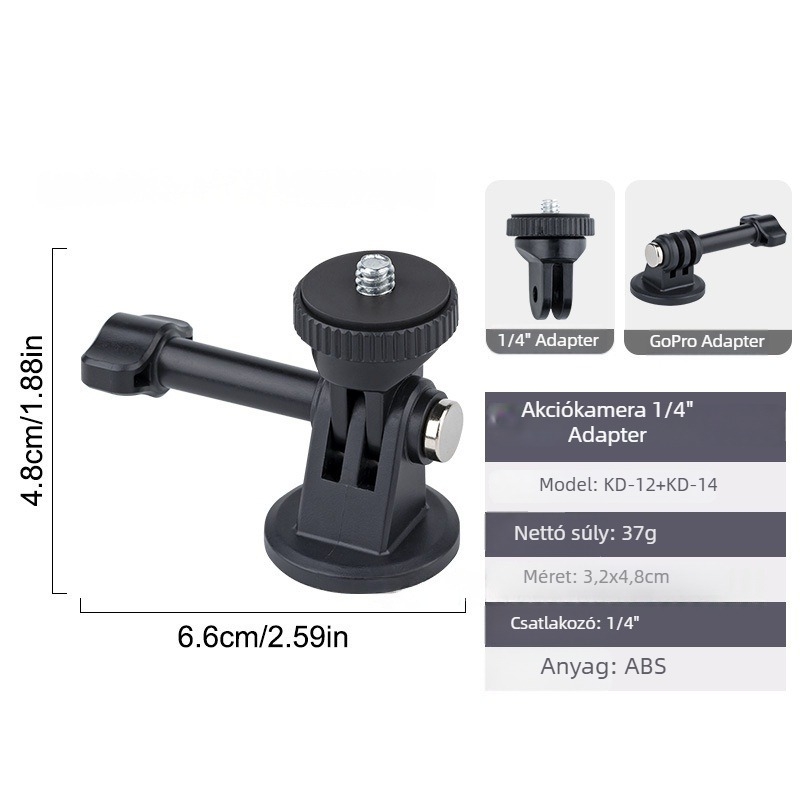 Insta360 akciókamera adapter, 1/4-es csavar alap, kompatibil tripod és gimbal, ABS anyag