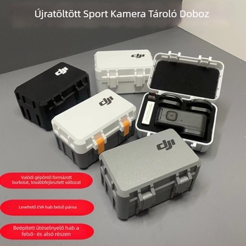 JX/07 Védőtok DJI Action 5 Pro, 4 és 3-hoz — műanyag burkolat habbal és akkumulátor tároló rekesszel