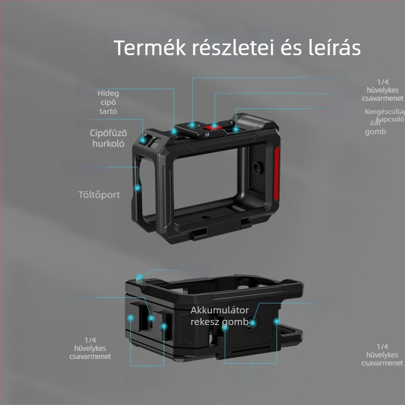 Heaxgk Alumínium ötvözet keret tartó Osmo Action 6-hoz – fogó és keret