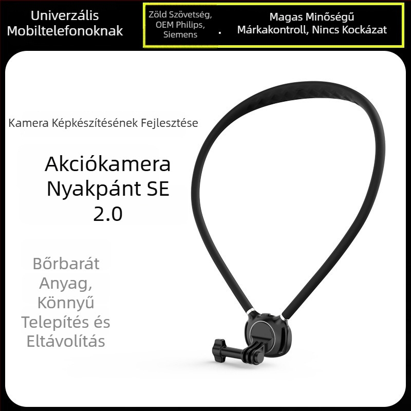 Mágneses nyakba akasztható tartó telefonhoz első személy nézethez — fix keret GoPro és DJI Action kamerákhoz | Anyagok: szilikon, PC és alumínium ötvözet | Logó testreszabás