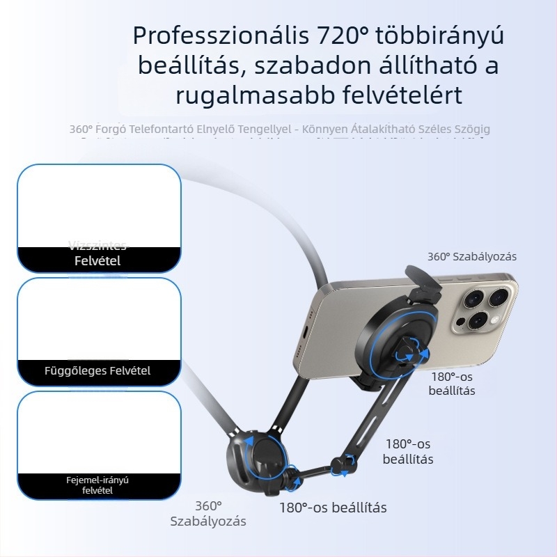 Mágneses nyakba akasztható tartó telefonhoz első személy nézethez — fix keret GoPro és DJI Action kamerákhoz | Anyagok: szilikon, PC és alumínium ötvözet | Logó testreszabás