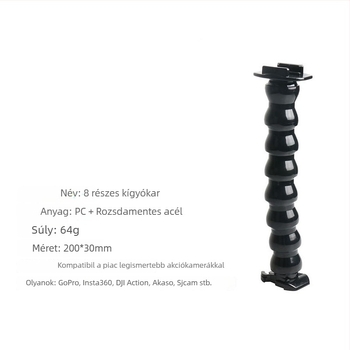 ZH3041 univerzális akciókamera tartó PC + rozsdamentes acélból, tartalmaz Dali klipszet és görbült kart