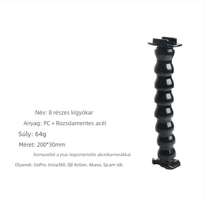 ZH3041 univerzális akciókamera tartó PC + rozsdamentes acélból, tartalmaz Dali klipszet és görbült kart