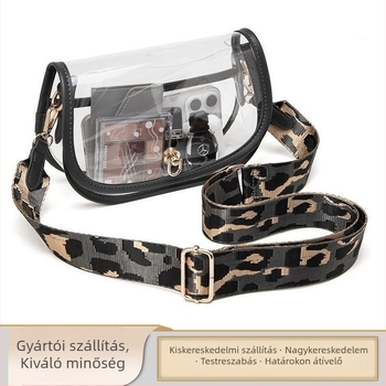 PVC átlátszó női crossbody táska telefontok zsebbel, cipzárral, horizontálisan négyszög alakú
