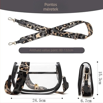 PVC átlátszó női crossbody táska telefontok zsebbel, cipzárral, horizontálisan négyszög alakú