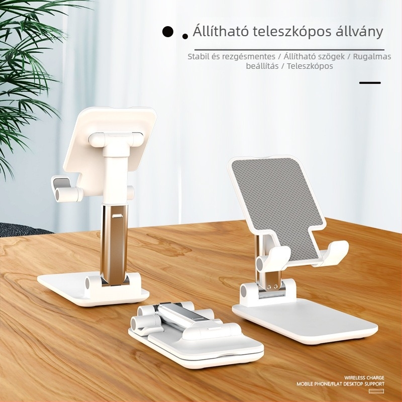 Telefon és tabletákhoz asztali állvány, összecsukható, modell T9, tömeg 105 g, 2023-ban debütált.