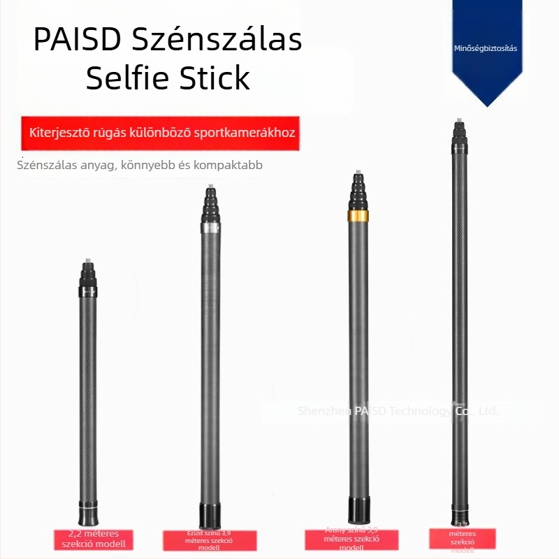 Paisd szénszálas hosszabbító rúd Insta360-hoz – modell carbon fiber extension rod, anyag: szénszálas, kompatibilitás: Általános