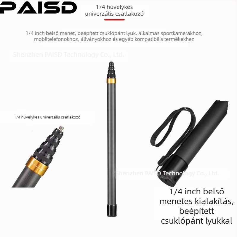 Paisd szénszálas hosszabbító rúd Insta360-hoz – modell carbon fiber extension rod, anyag: szénszálas, kompatibilitás: Általános
