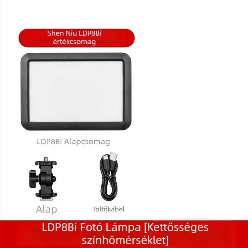 Shenniu LDP8D/BI 18D/BI Fénykiegészítő fotózáshoz, beltéri és kültéri használatra, lágy panel, állítható fényerő, önálló tápegység