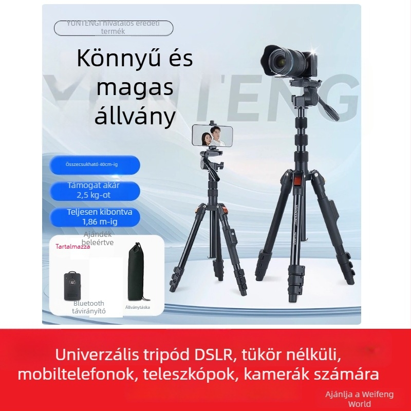 Yunteng kameratripód, 3D gimbal, 4 részes, fém szerkezet