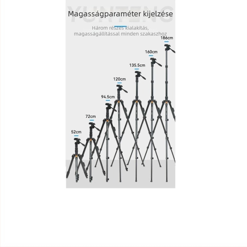 Yunteng kameratripód, 3D gimbal, 4 részes, fém szerkezet