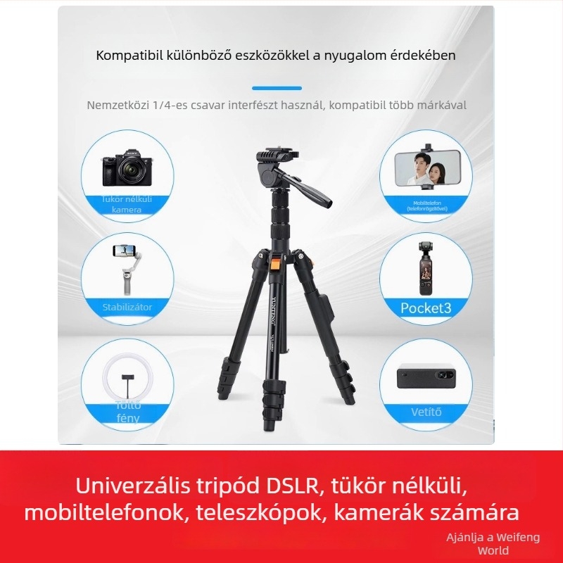 Yunteng kameratripód, 3D gimbal, 4 részes, fém szerkezet