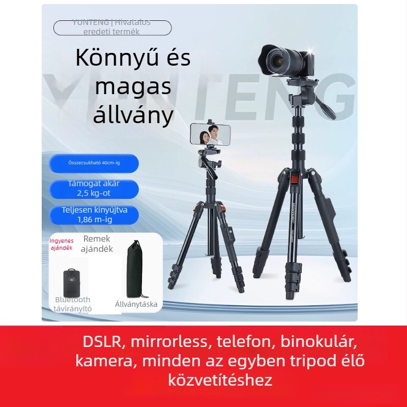 Yunteng kameratripód, 3D gimbal, 4 részes, fém szerkezet
