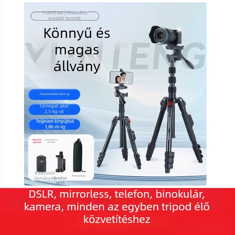 Yunteng kameratripód, 3D gimbal, 4 részes, fém szerkezet