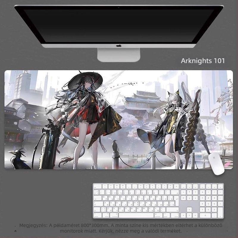Arknights gumírozott egérpad számológép funkcióval, egyoldalas asztali matrac, OEM testreszabás