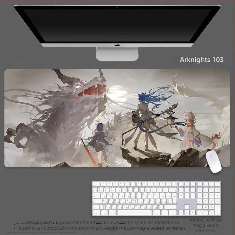 Arknights gumírozott egérpad számológép funkcióval, egyoldalas asztali matrac, OEM testreszabás