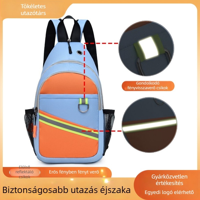 Oxford anyagú crossbody táska cipzárral, belső rekeszekkel (telefonzseb, azonosító zseb)