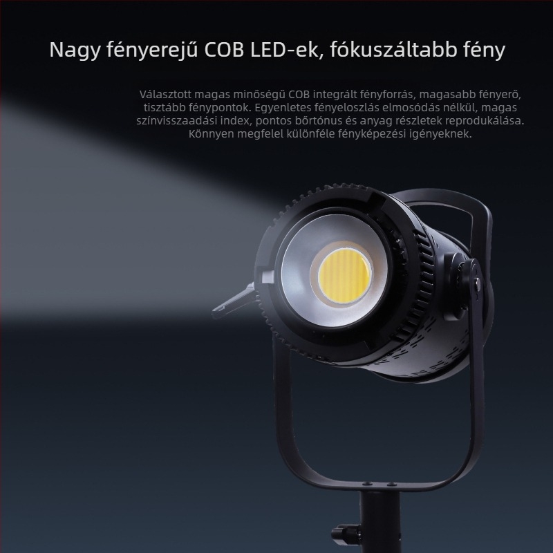 Professzionális fotózás világítás, COB LED, 300W, 220V, 3 színhőmérséklet, állítható fényerő és színárnyalat, 30 m-es hatótáv