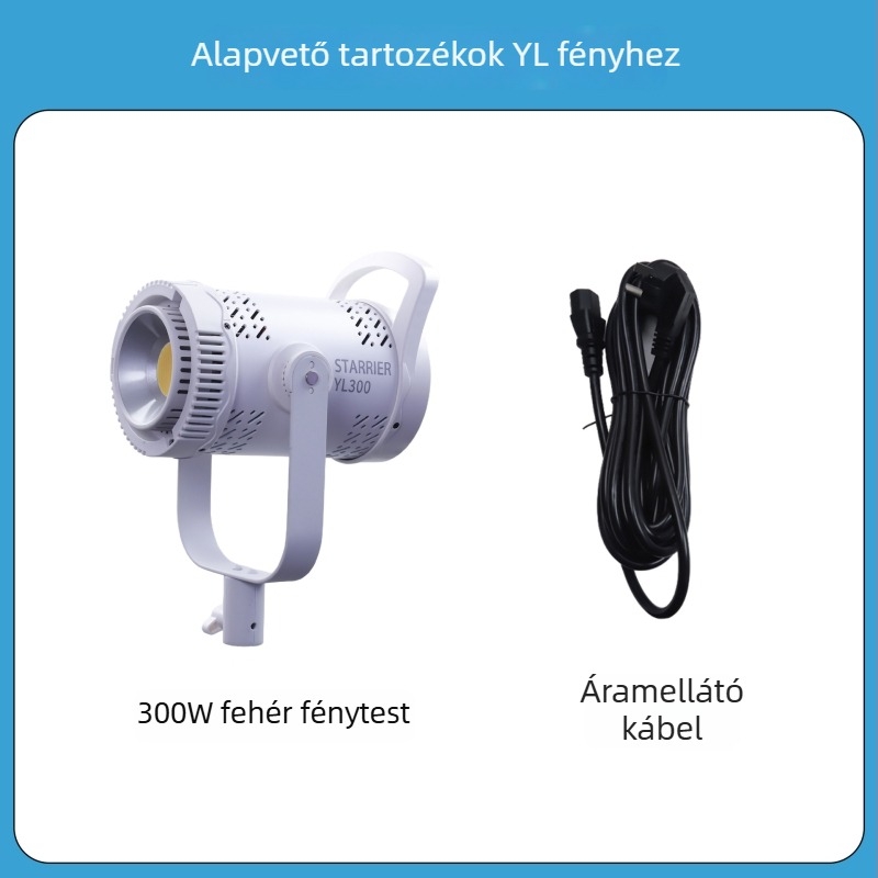 Professzionális fotózás világítás, COB LED, 300W, 220V, 3 színhőmérséklet, állítható fényerő és színárnyalat, 30 m-es hatótáv