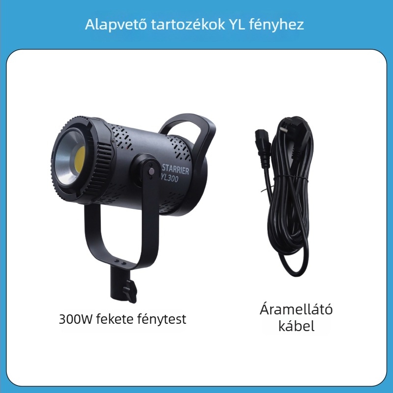Professzionális fotózás világítás, COB LED, 300W, 220V, 3 színhőmérséklet, állítható fényerő és színárnyalat, 30 m-es hatótáv
