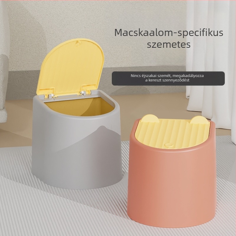 Hordozható macskaalom-készlet fedéllel — szagtalanító macskaalom-lapát, kis kuka fedővel, ürülék zacskók