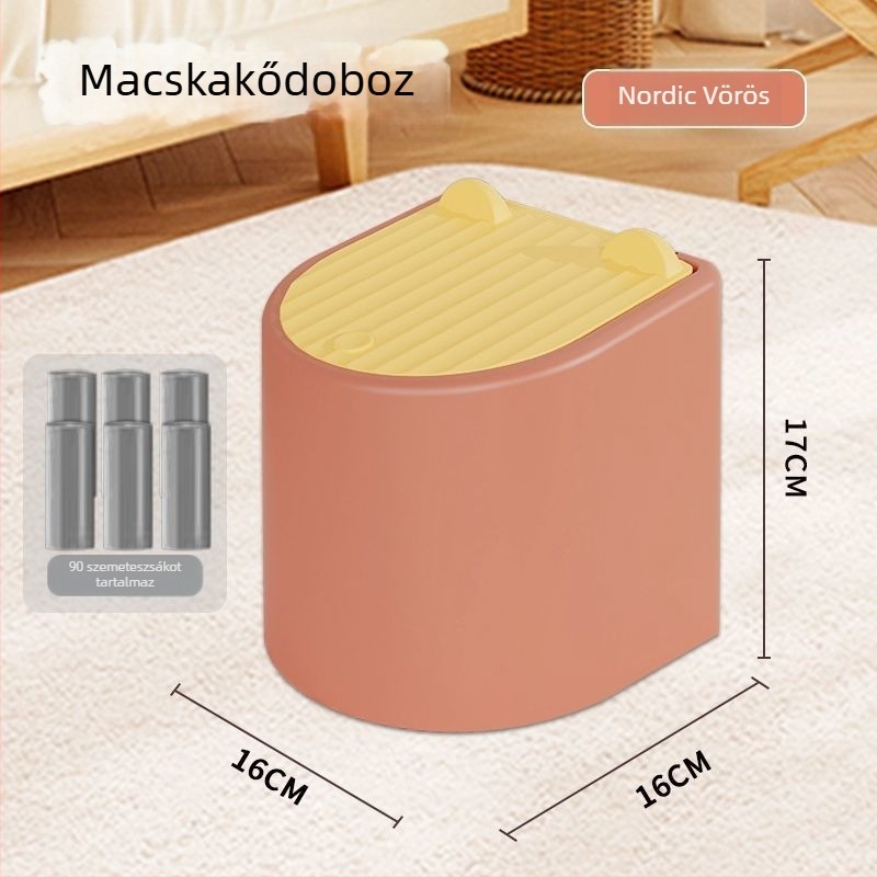 Hordozható macskaalom-készlet fedéllel — szagtalanító macskaalom-lapát, kis kuka fedővel, ürülék zacskók