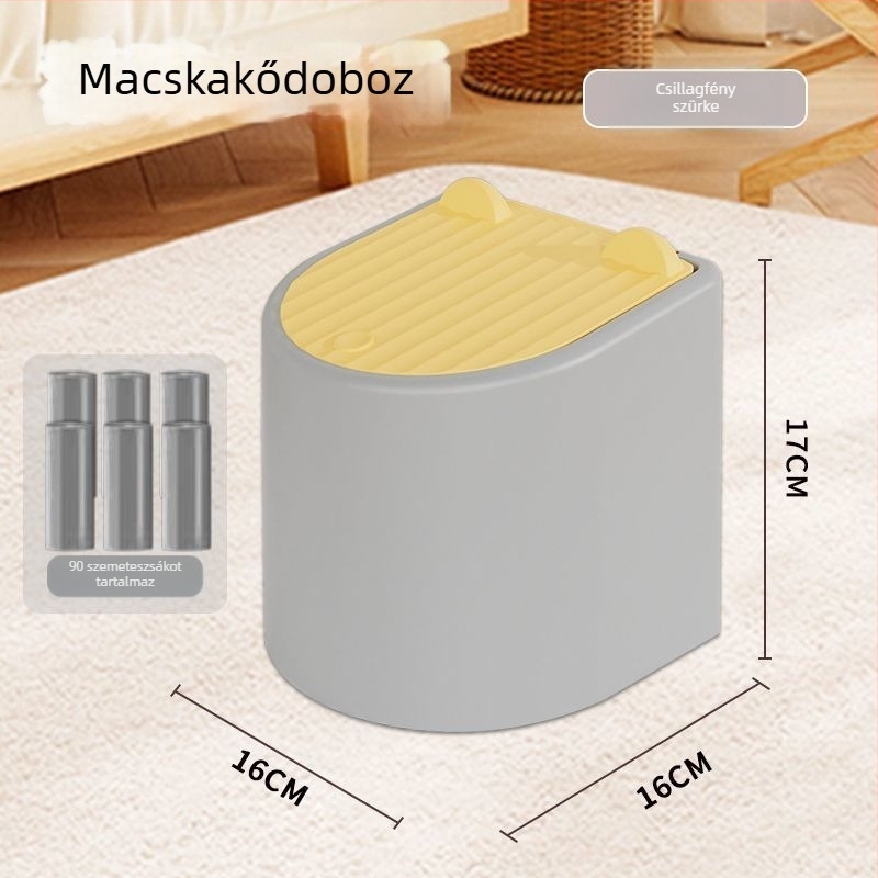 Hordozható macskaalom-készlet fedéllel — szagtalanító macskaalom-lapát, kis kuka fedővel, ürülék zacskók