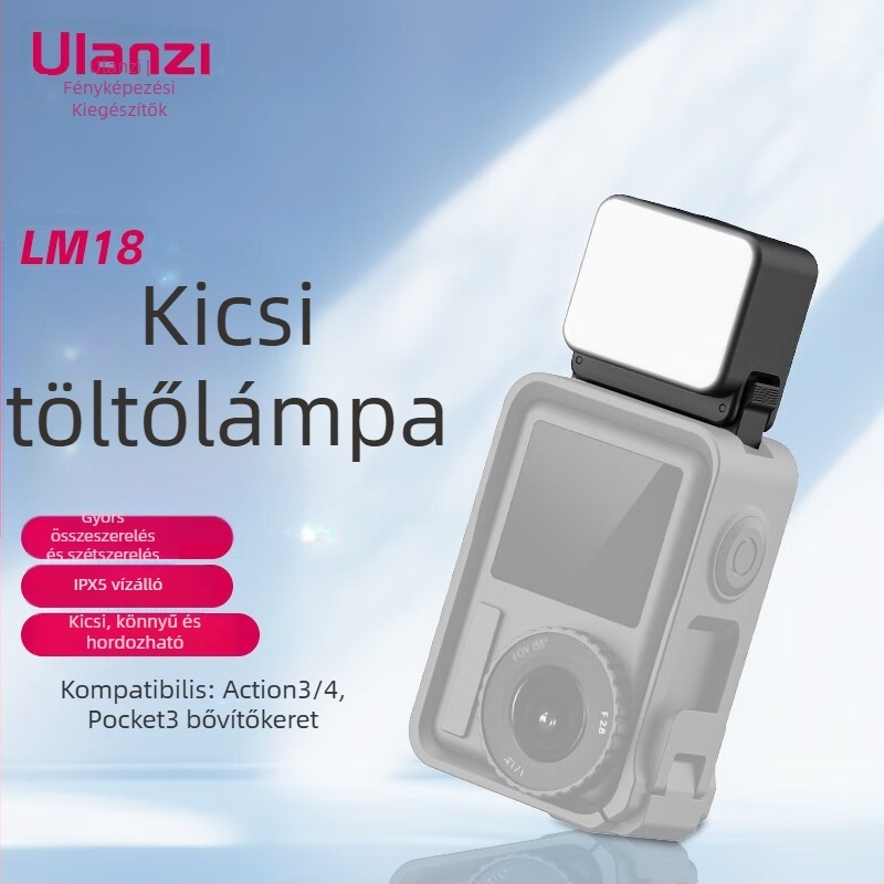 ULANZI LED töltőfény akciókamerákhoz, állítható fényerő, külső energiaforrás nélkül, ULANZI