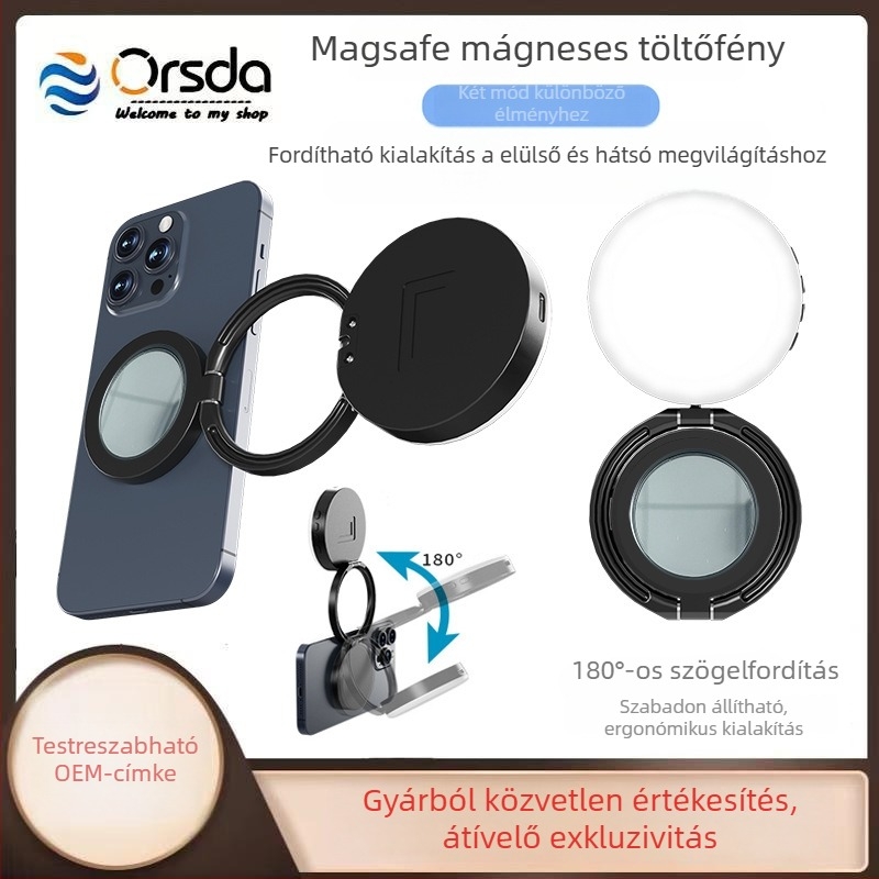 Mini világítás mágneses rögzítéssel fotózáshoz és élő közvetítéshez (Teljesítmény ≤10W; Feszültség 5V; 126 LED; Tömeg 225 g; Anyag: ABS+PC+Cinkötvözet)
