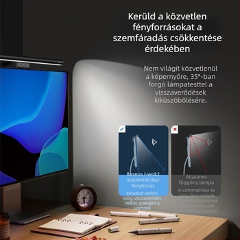 Monitorhoz függő LED lámpa — USB-tápellátású, érintéses kapcsoló, állítható fényerő, szemvédő fény