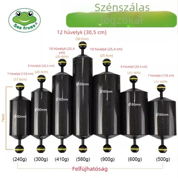 Sea Frog szénszálas buoyancy kar a mélytengeri fotózáshoz, GA-5 modell, univerzális kompatibilitás, vízálló