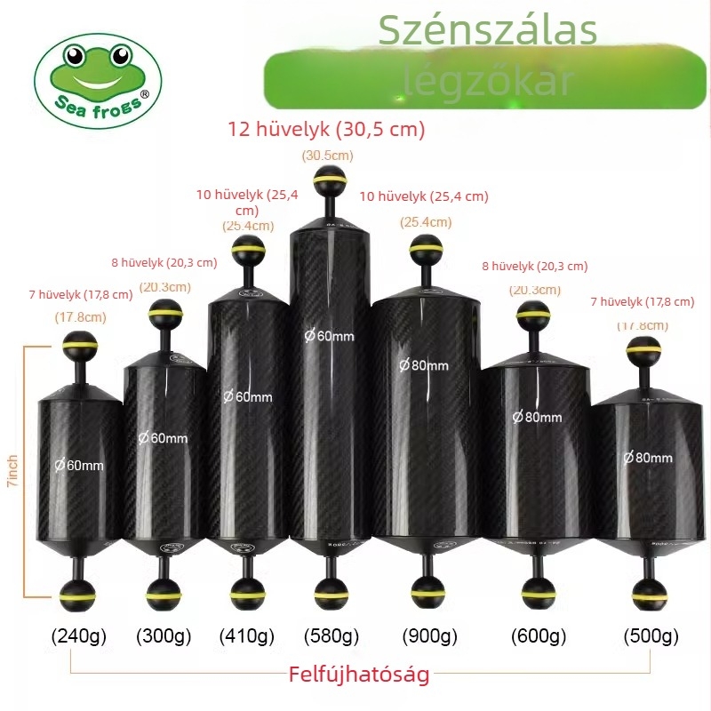 Sea Frog szénszálas buoyancy kar a mélytengeri fotózáshoz, GA-5 modell, univerzális kompatibilitás, vízálló