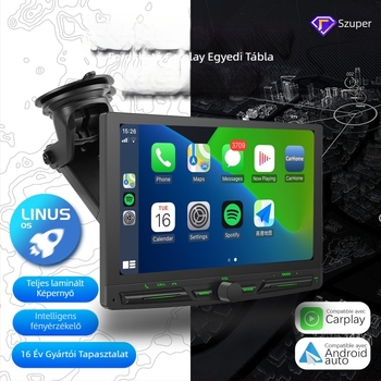 Vezeték nélküli CarPlay hordozható kijelző, támogatja az autókamerát és a hátsó navigációt, modell PS7002, LCD kijelző, SD-kártya támogatás, tápegység cigarettagyújtóról