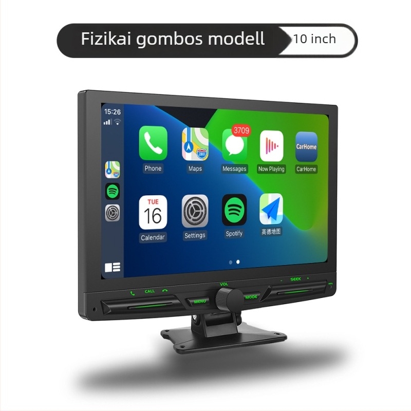 Vezeték nélküli CarPlay hordozható kijelző, támogatja az autókamerát és a hátsó navigációt, modell PS7002, LCD kijelző, SD-kártya támogatás, tápegység cigarettagyújtóról