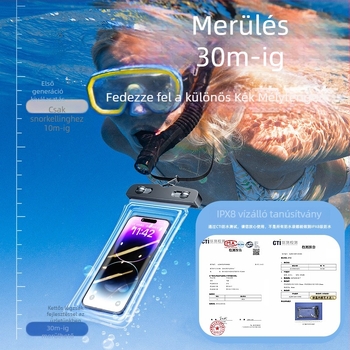 Strandhoz készült vízálló telefon tok HD érintőképernyővel — illeszkedik a telefonokhoz maximum 7,2 hüvelykig, műanyag vízálló tok, testre szabható logó, úszásra, merülésre, raftingra