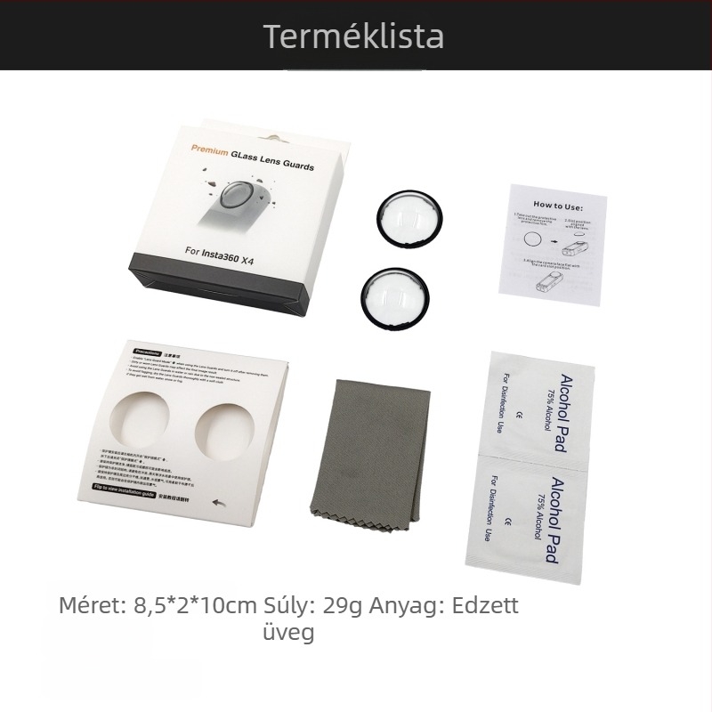 Insta360X5 védőlencse kiegészítő – PC + edzett üveg, logó nyomtatása elérhető, csomagolás: 1 db.