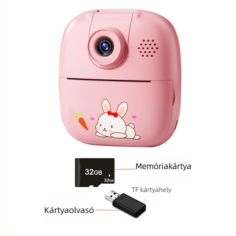 Okos gyerekek azonnali kamera hőnyomtatással, USB csatlakozás, papír 57×25 mm, 1000 mAh akkumulátor
