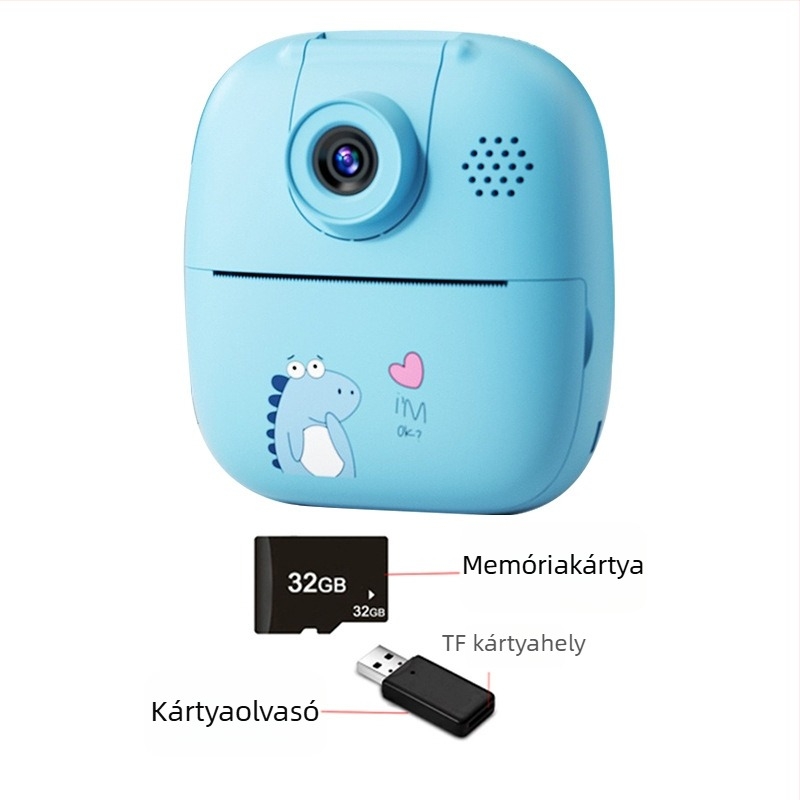 Okos gyerekek azonnali kamera hőnyomtatással, USB csatlakozás, papír 57×25 mm, 1000 mAh akkumulátor