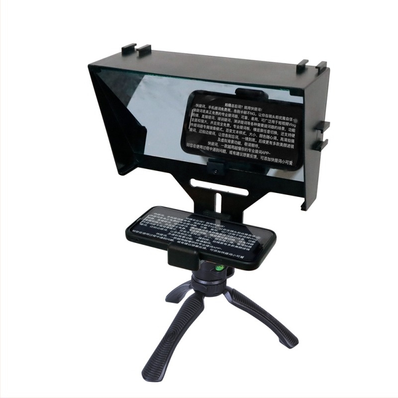 Mobiltelefon és tabletre teleprompter - ABS ház, lencséhez csatlakozó kivitel, maximális teher 2–5 kg, tömeg 0,5 kg