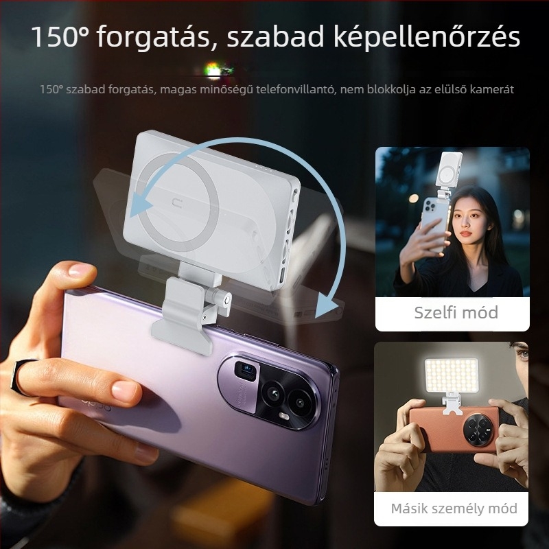 Mágneses LED világítás mobil videókonferenciákhoz — 2500K–9000K CCT, CRI ≥95, akár 500 lux 0.5 m-en, <10W, modell CL-V22A, kézben tartható és hordozható