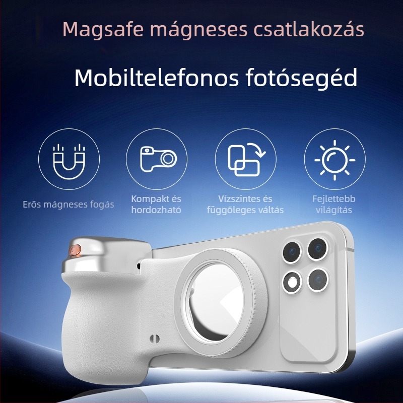 MagSafe mágneses telefon tartó LED világítással - kézi hordozható selfie világítás, Bluetooth távirányító, színhőmérséklet 2500-9900K