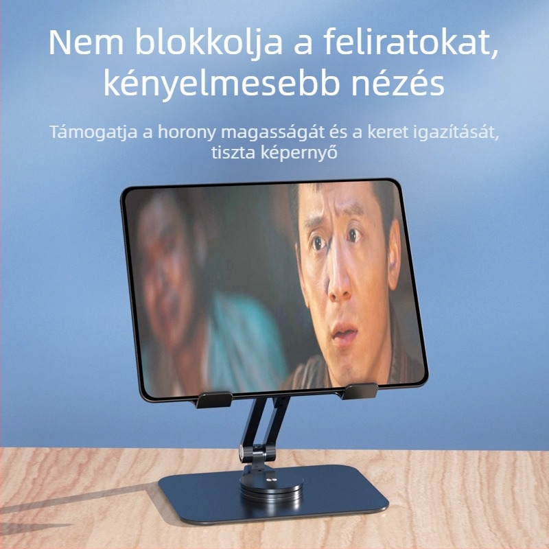Alumínium ötvözetből készült tablet állvány, forgó, összecsukható és hordozható – Kompatibilis az iPad modellekkel