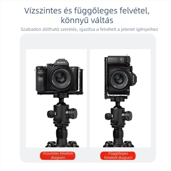 L- alakú gyorscsatlakozású kamerafüggőleges lemez – perforált bővítőlemez, univerzális SLR-hez, alumíniumötvözet, modell L130C, maximális teher 6–10 kg