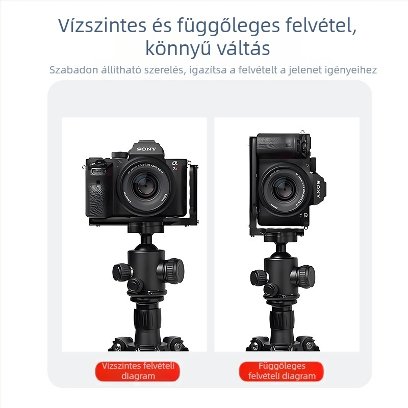 L- alakú gyorscsatlakozású kamerafüggőleges lemez – perforált bővítőlemez, univerzális SLR-hez, alumíniumötvözet, modell L130C, maximális teher 6–10 kg