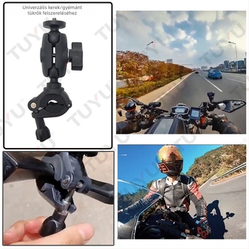 Motorkerékpár kormánytartó akciókamerákhoz — TUYU K06-02, Nylon + rost, univerzális kompatibilitás sportkamerákkal