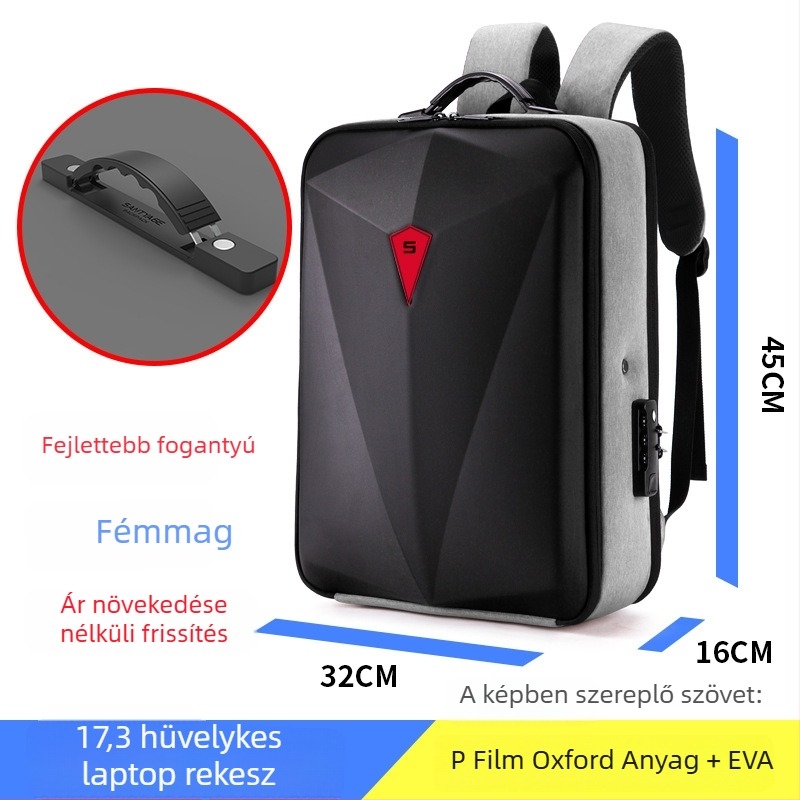 Alumínium-ötvözet keretű, merev héjú laptop hátizsák, lopás elleni védelem, EVA anyag, 20-35 L kapacitás, vízálló