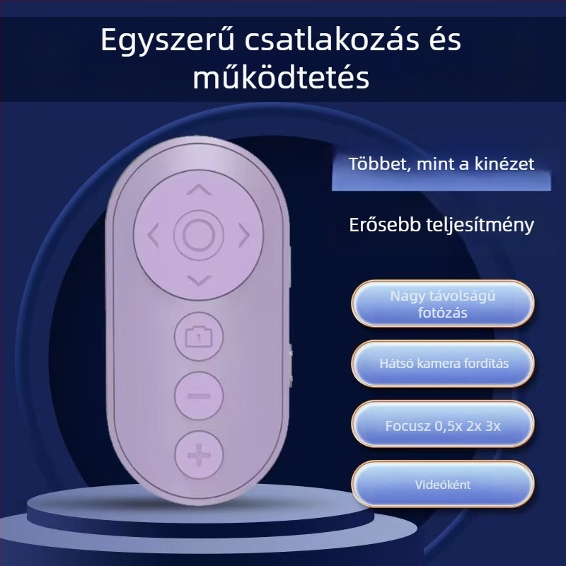 Kilencgombos kamera távirányító fókuszváltással és elő-/hátsó kamera kapcsolattal — Modell 1253889